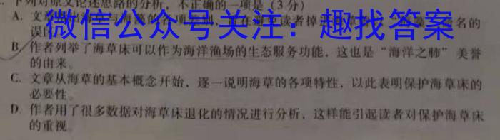 安徽省2024届毕业班学科质量检测(九)9语文