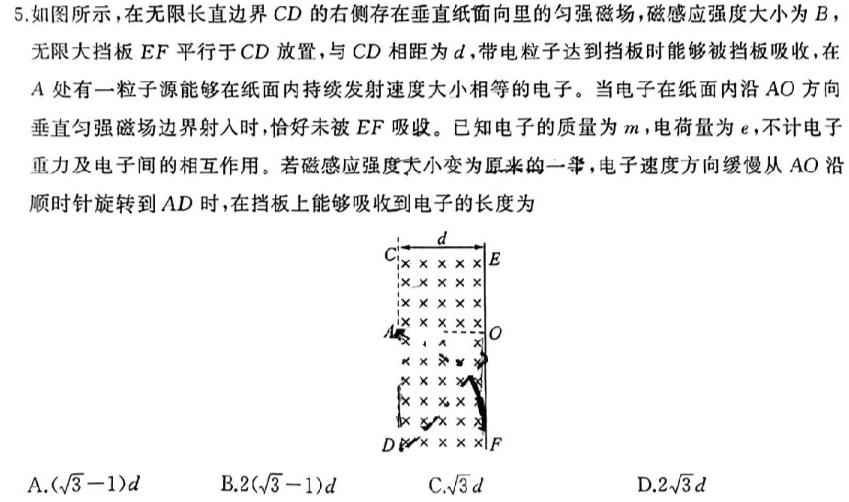 天一大联考 鹤壁市2023-2024学年下期高二教学质量调研测试(物理)试卷答案