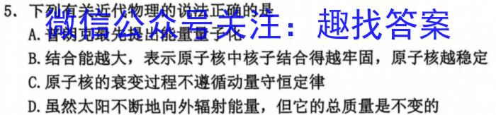 皖智教育 安徽第一卷·2024年安徽中考第一轮复习试卷(二)2物理试卷答案