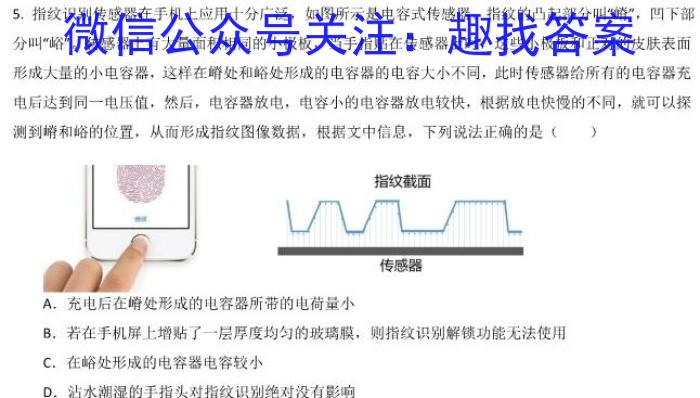 安徽省十联考·2024届高三年级上学期1月期末联考物理试卷答案