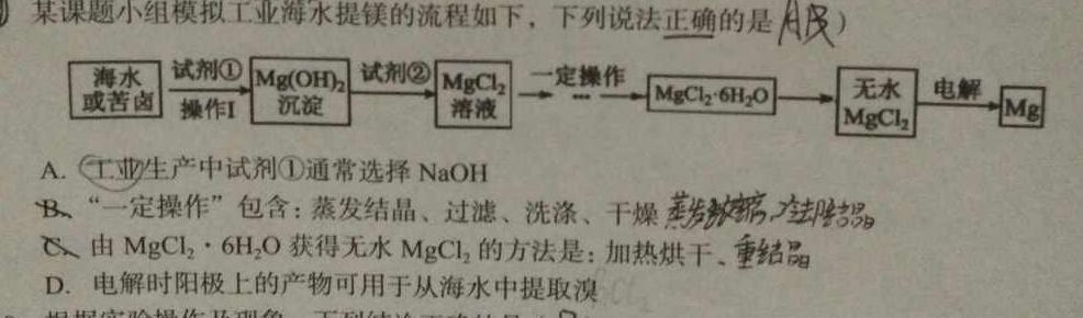 【热荐】2023年云学名校联盟高二12月联考化学