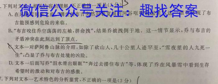 河南省2024年初中学业水平检测第一次模拟考试/语文