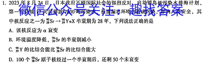 河北省2025届高三年级上学期开学调研检测(一)物理试卷答案