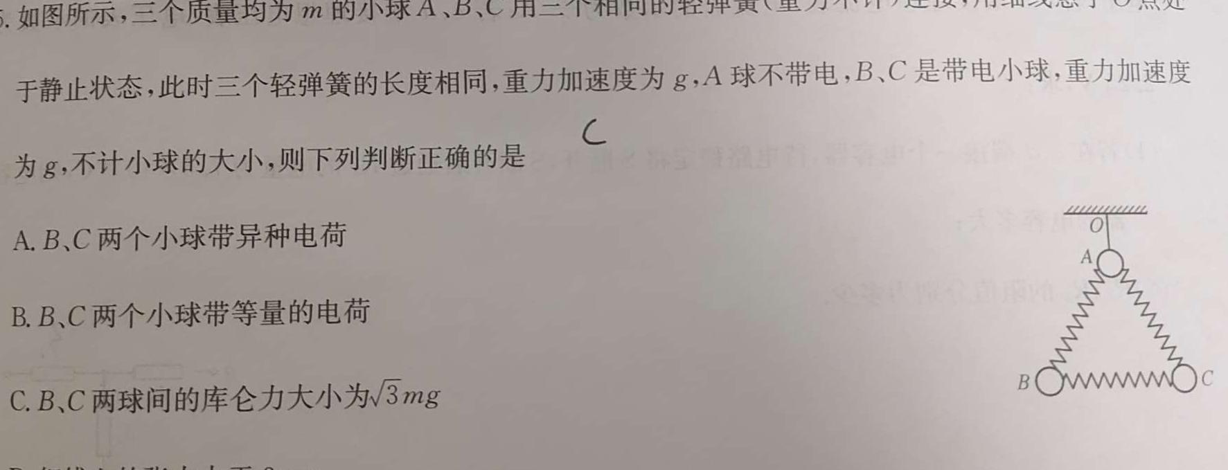 [今日更新][南充一诊]四川省南充市高2024届高考适应性考试(一诊).物理试卷答案