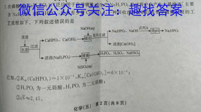 q2024年普通高等学校招生全国统一考试仿真模拟金卷(一)化学