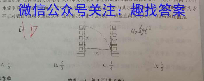 湖北省孝感市2024年高三9月起点考试物理试题答案