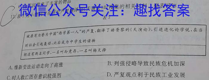 [岳阳一模]岳阳市2024届高三教学质量监测(一)历史试卷答案