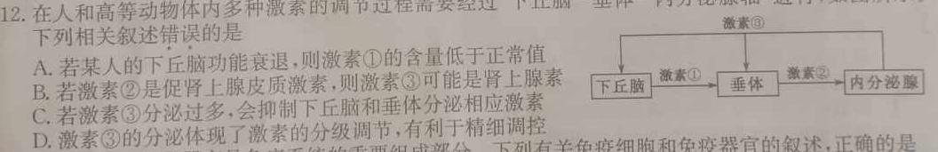 九师联盟·河南省2023-2024学年第二学期高二期末联考生物