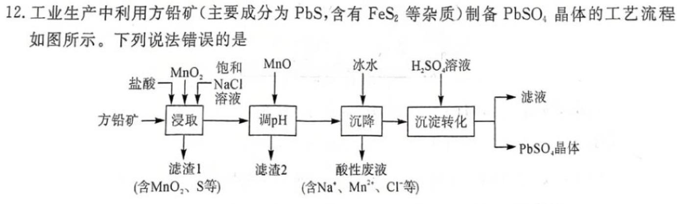 12024届高三第一次学业质量评价(T8 联考)化学试卷答案