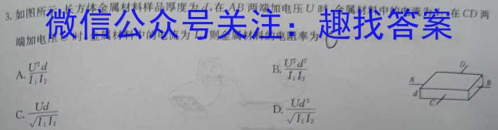 皖智教育 安徽第一卷·省城名校2024年中考最后三模(二)2物理试卷答案