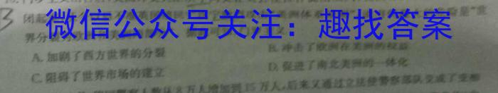 陕西省2023~2024学年度九年级第一学期阶段测试(二)历史试卷答案