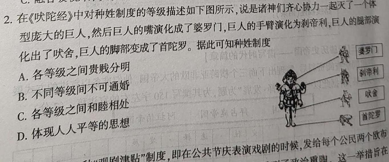 [今日更新][三省三校三模]东北三省2024年高三第二次联合模拟考试历史试卷答案