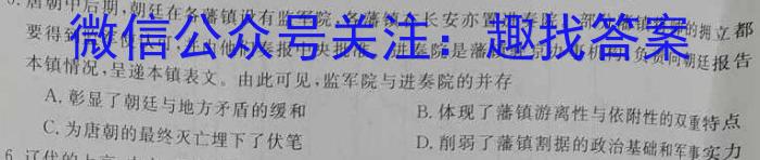 陕西省汉阴县2023-2024学年度第一学期九年级期末学科素养检测历史试卷答案