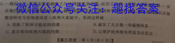 衡水金卷2024版先享信息卷答案 新教材卷四历史试卷答案