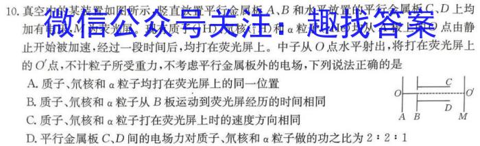 九师联盟·河南省2024年1月高二年级质量检测物理试卷答案