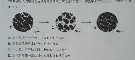 陕西省2023-2024学年度下学期学业水平检测模拟(三)3生物