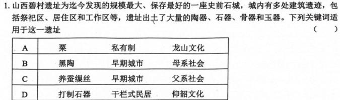 [今日更新]2025届湖南天壹名校联盟高二12月大联考历史试卷答案