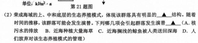 安徽省蚌埠市怀远县2023-2024学年第二学期八年级期中试卷生物学部分