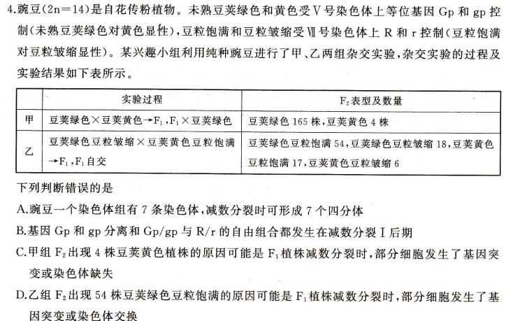 新向标教育2024年河南省中考仿真模拟考试(二)生物