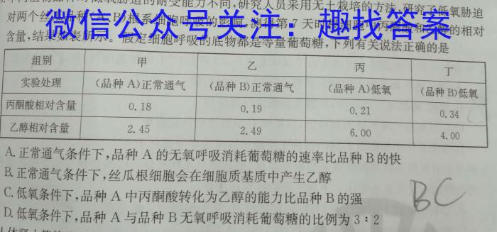 [武汉五调]2024届湖北省武汉市高中毕业生五月调研考试生物学试题答案