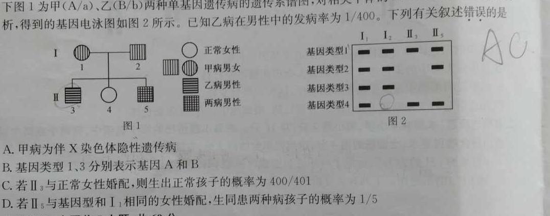 百校联盟 2024届高考模拟信息金卷(二)2生物