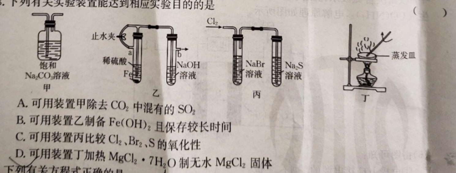 1广西2026届德保高中高一年级12月月考测试卷化学试卷答案