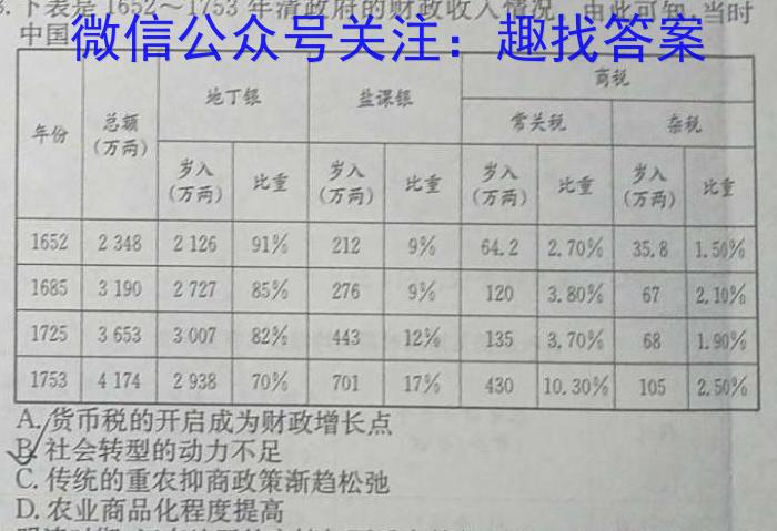 华师联盟2024届12月质量监测考试(河南卷)历史试卷答案