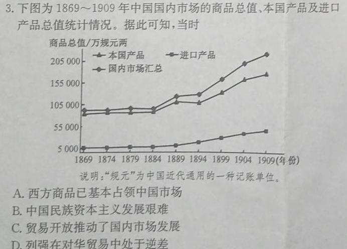 [今日更新]河南省2023-2024学年度第二学期八年级阶段性测试卷（3/4）（B）历史试卷答案