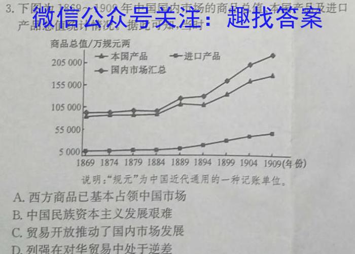 晋文源·山西省2024年中考考前适应性训练试题（八年级）历史试卷答案