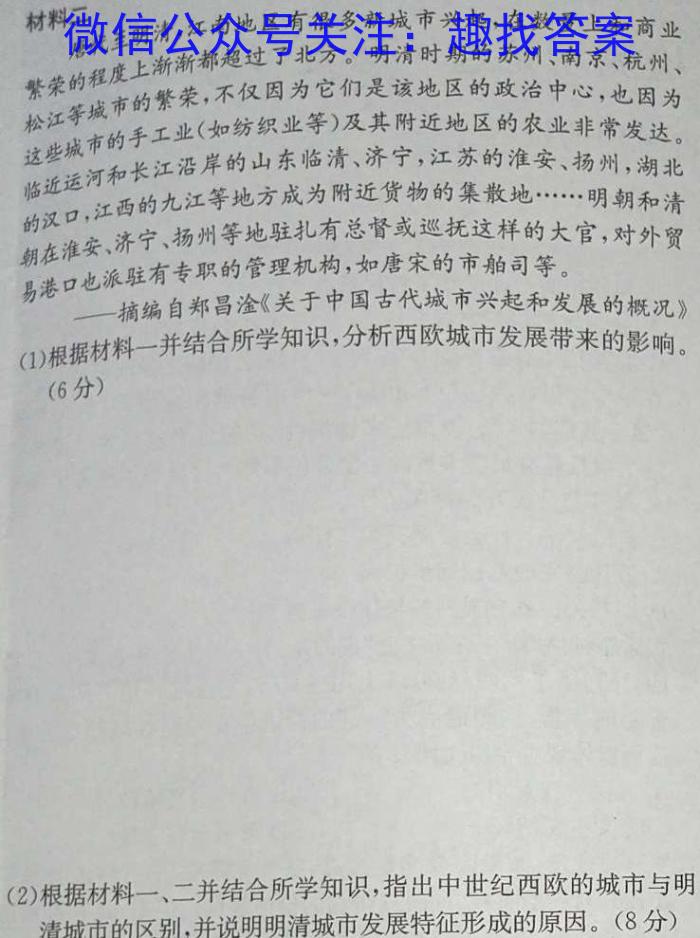 中学生标准学术能力诊断性测试2024年3月测试(新高考)历史试卷答案