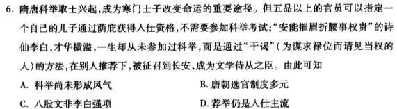 2027届普通高等学校招生全国统一考试青桐鸣大联考12月（高二）历史