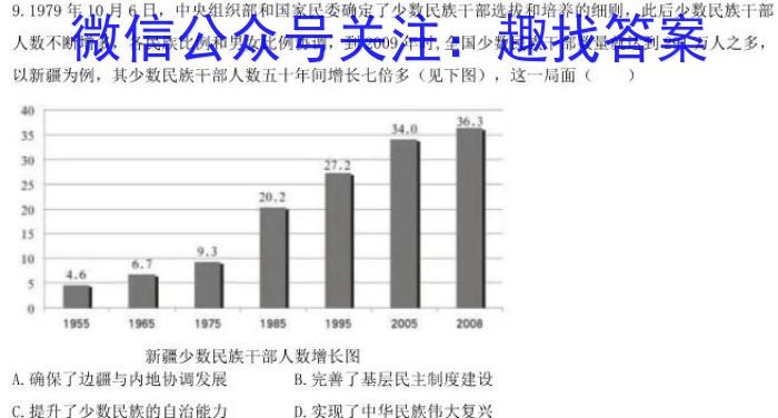 [甘肃一诊]2024年甘肃省第一次高考诊断考试(3月)历史试卷答案