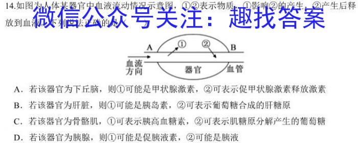 安徽省淮北市2024届高三第一次质量检测生物学试题答案