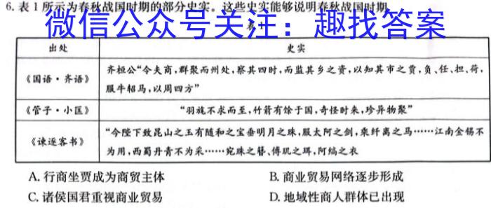 山西省大同市第七中学·大同七中2023-2024第一学期八年级12月月考历史试卷答案