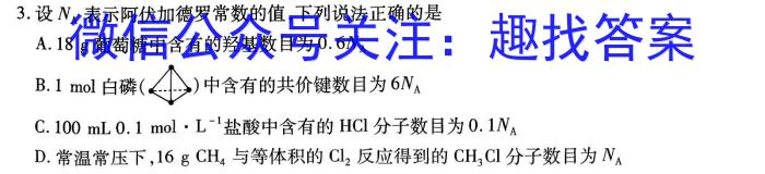 q陕西省商洛市2024届高三第一次模拟检测化学