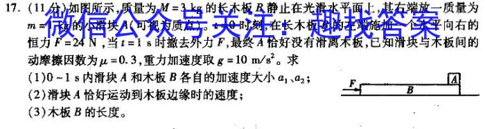 九师联盟 2024届高三2月开学考L试题物理试卷答案