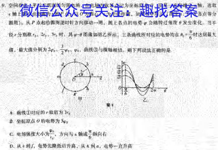 宿州市、市示范高中2023-2024学年度第二学期期中教学质量检测（高二）物理试卷答案