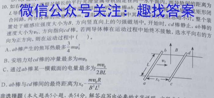 2024年山东省高一阶段性诊断测试(24-491A)物理试卷答案