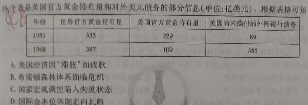 2024届普通高等学校招生全国统一考试冲刺预测·全国卷 YX-F(三)3历史