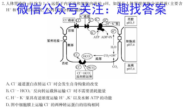 智ZH 河南省2024年中招模拟试卷(八)8生物学试题答案