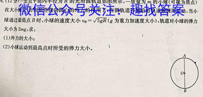 齐市普高联谊校2023-2024学年高一年级下学期期中考试(24053A)物理试卷答案