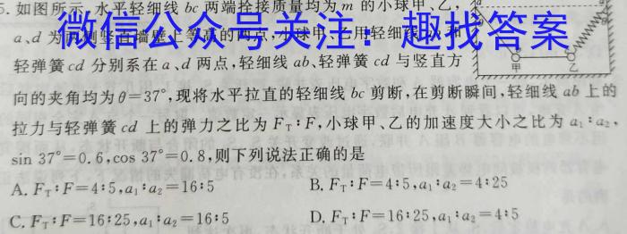 2023-2024学年度湘楚名校高一下学期5月联考物理试题答案