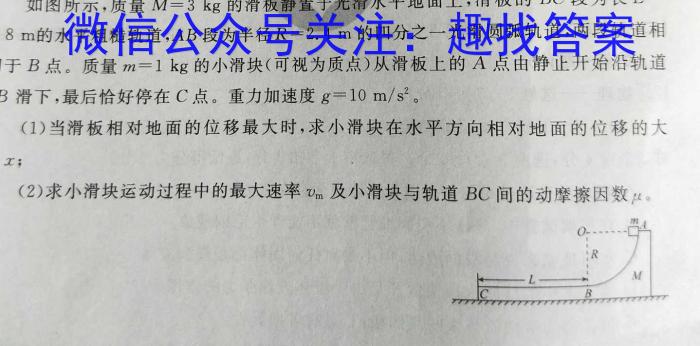 浙江省高考科目考试绍兴市适应性试卷(2024年4月)物理试卷答案