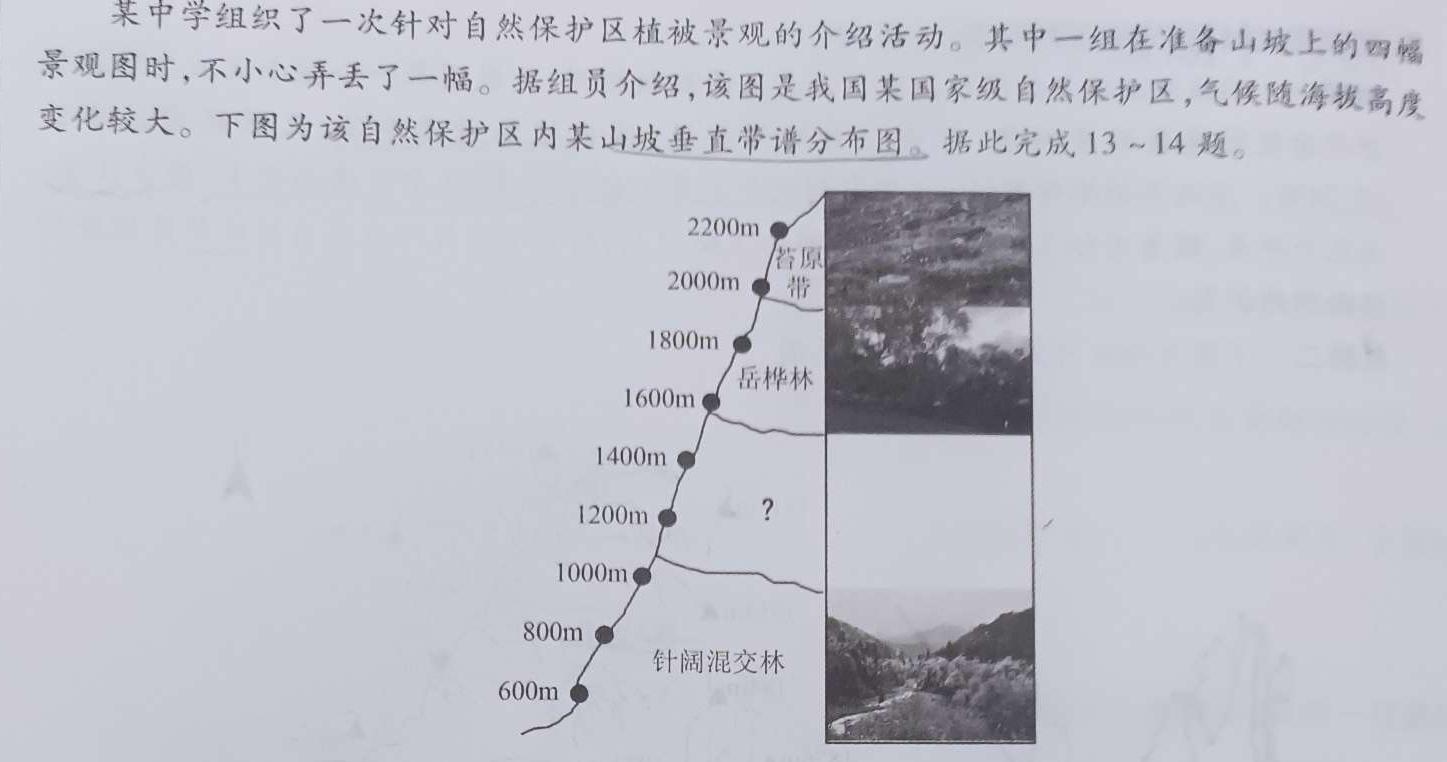 陕西省富平县2024年高三模拟考试(5月)地理试卷l