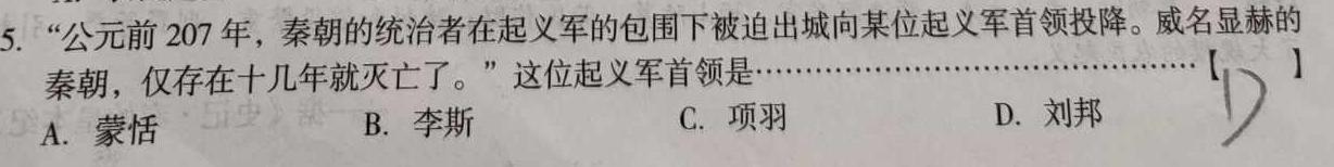 河南省南阳市2024年春期高中二年级期终质量评估历史