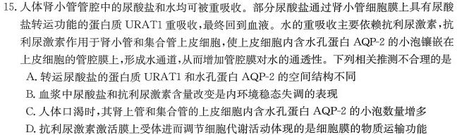 陕西省2024年春季绥、米、横、定、府期中考试高一(241767Z)生物