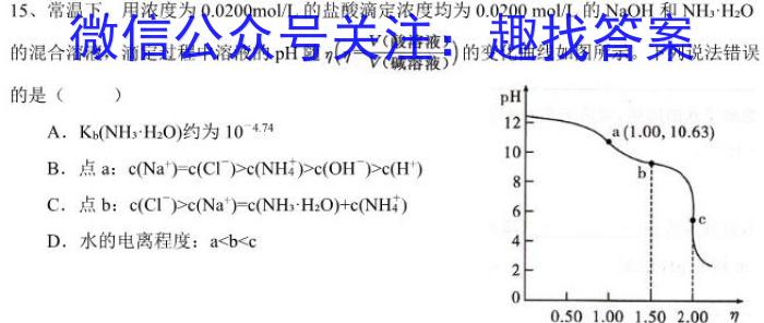 q河北省2023-2024学年第一学期高一年级12月月考(241434Z)化学