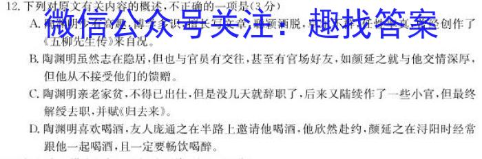 安徽省2024届同步达标自主练习·九年级第四次（期末）语文