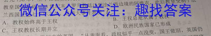 山西省介休市2024年第二学期九年级中考摸底考试历史试题答案