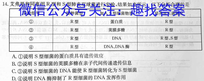 皖智教育 安徽第一卷·2024年中考安徽名校大联考试卷(一)1生物学试题答案